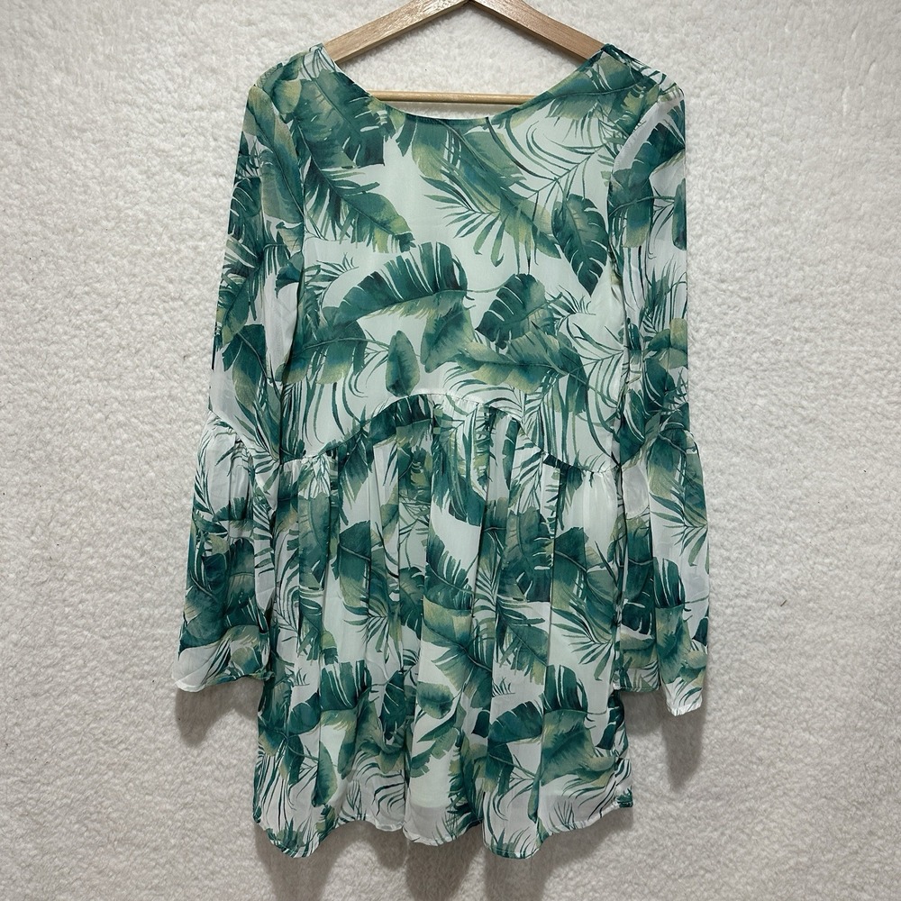 Aura Dress Palm Print Summer Lined Size XS Made In USA